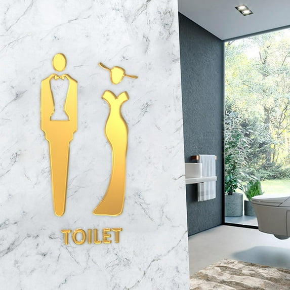 Tongina Toilet Sign WC Sign Signage Board Male Female Easy Install Restroom Sign Toilet Decor Plaque for Public Place Restaurant Door Male Female L