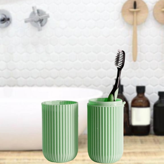 Tongina Toothbrush Cup Travel Toothbrush Cup Case Multifunction Travel Cup Organizer Portable Toothbrush Holder for Bathroom Business Green