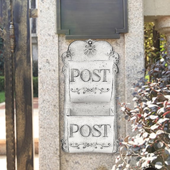 Tongina Wall Mount Mailbox Retro Design Wall Hanging Mail Box for Outdoor Front Door White
