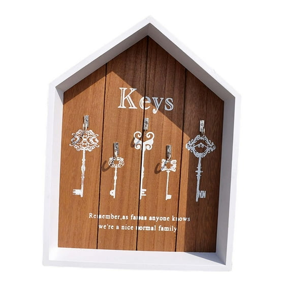 Tongina Wall Mount Wooden Key Storage Box Decorative Hand Painted and Colored Key Hanger Home Decoration for Doorways,Office Durable Brown