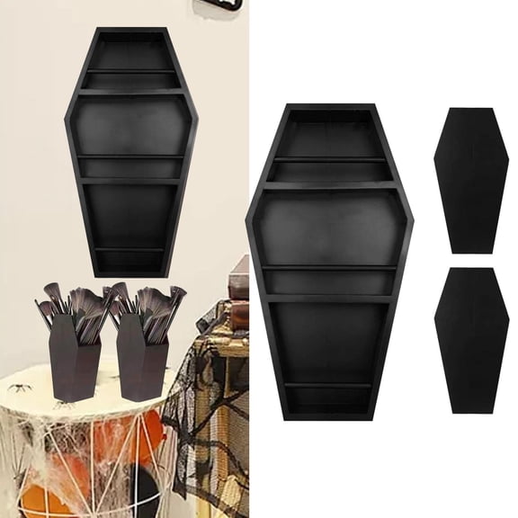 Tongina Wall Mounted Cosmetic Storage Rack Make up Organizers with 2 Makeup Brush Holder Organizer, Wooden for Vanity,Countertop,Home