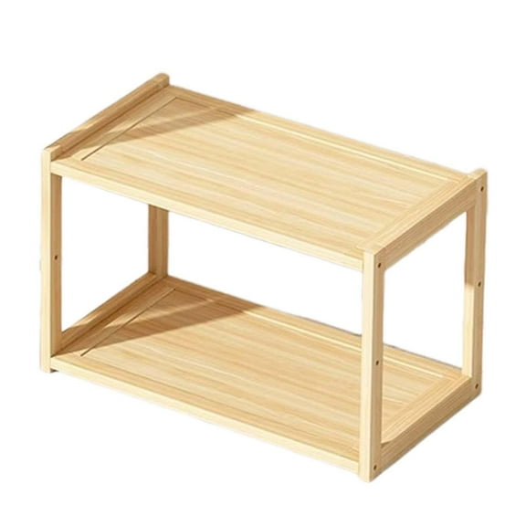 Tongina Wood Storage Rack Desk Bookshelf Seasoning Rack Desktop Organizer Tabletop Display Shelf for Men Dresser Top Bedroom Bathroom 2 Layer