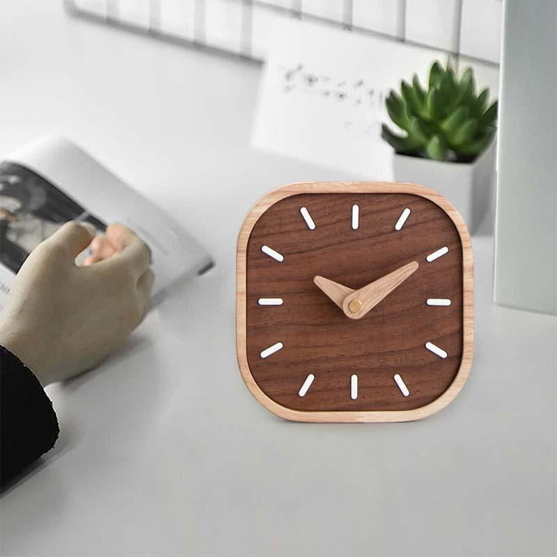 Tongina Wooden Table Clock Wall Hanging Clock Silent Decorative Desk ...