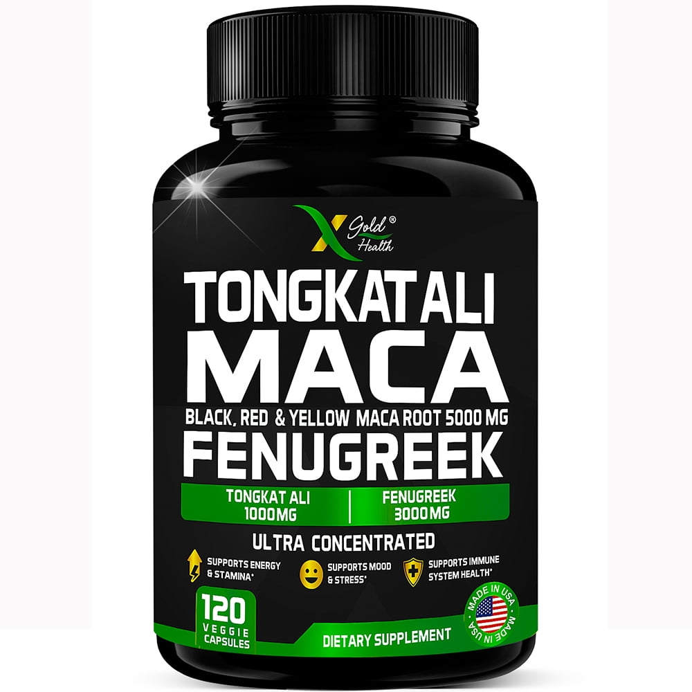 Organic Triple Blend Supplement Tongkat Ali 1000mg, Maca Root 5000mg