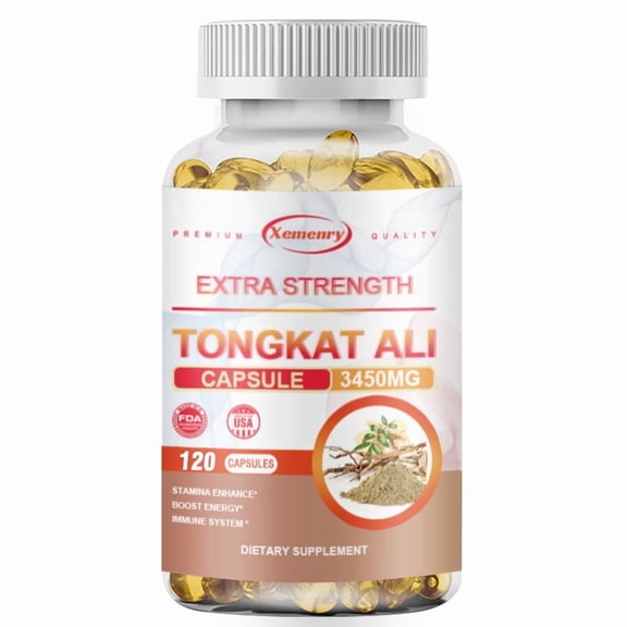 Tongkat Ali Capsules - Energy, Increased Muscle Mass, Improved Athletic Performance, and Improved Blood Circulation - 120 Count