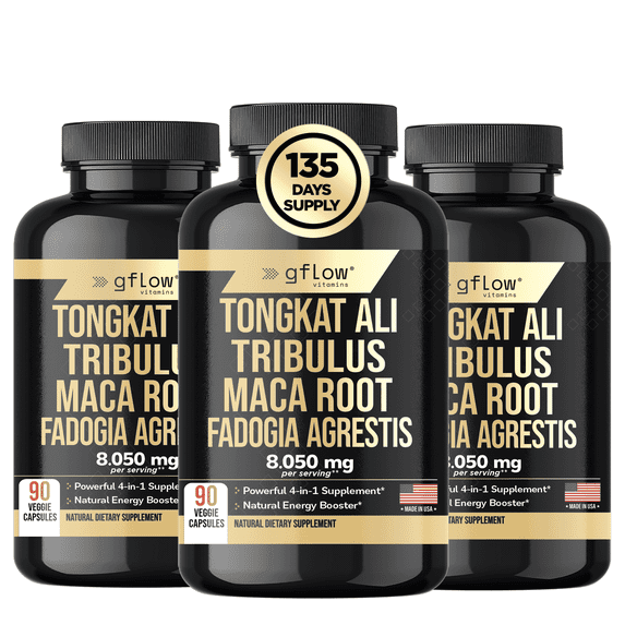 Tongkat Ali Extract - Extra Strength Formula 8050mg with Tribulus Terrestris, Maca Root and Fadogia Agrestis - Stamina, Vitality, Energy, Mood Support - Third Party Tested - Vegan Capsules - USA Made