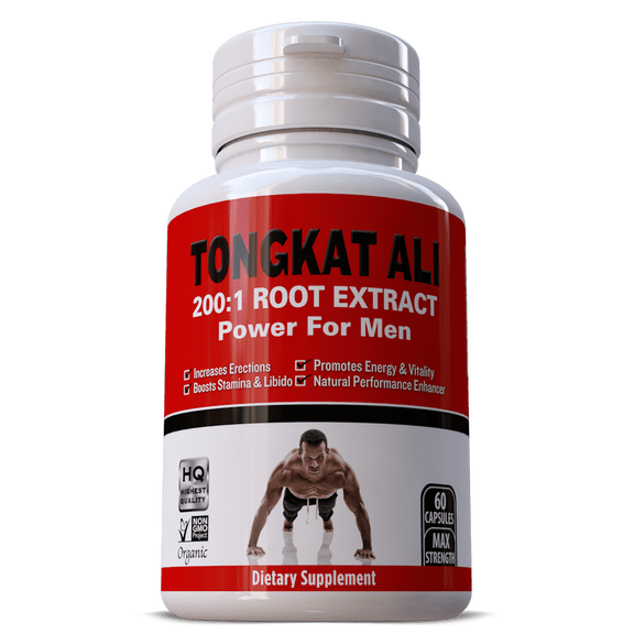 Tongkat Ali Extract Testosterone Pills for Men 60 Capsules Organic Supplement