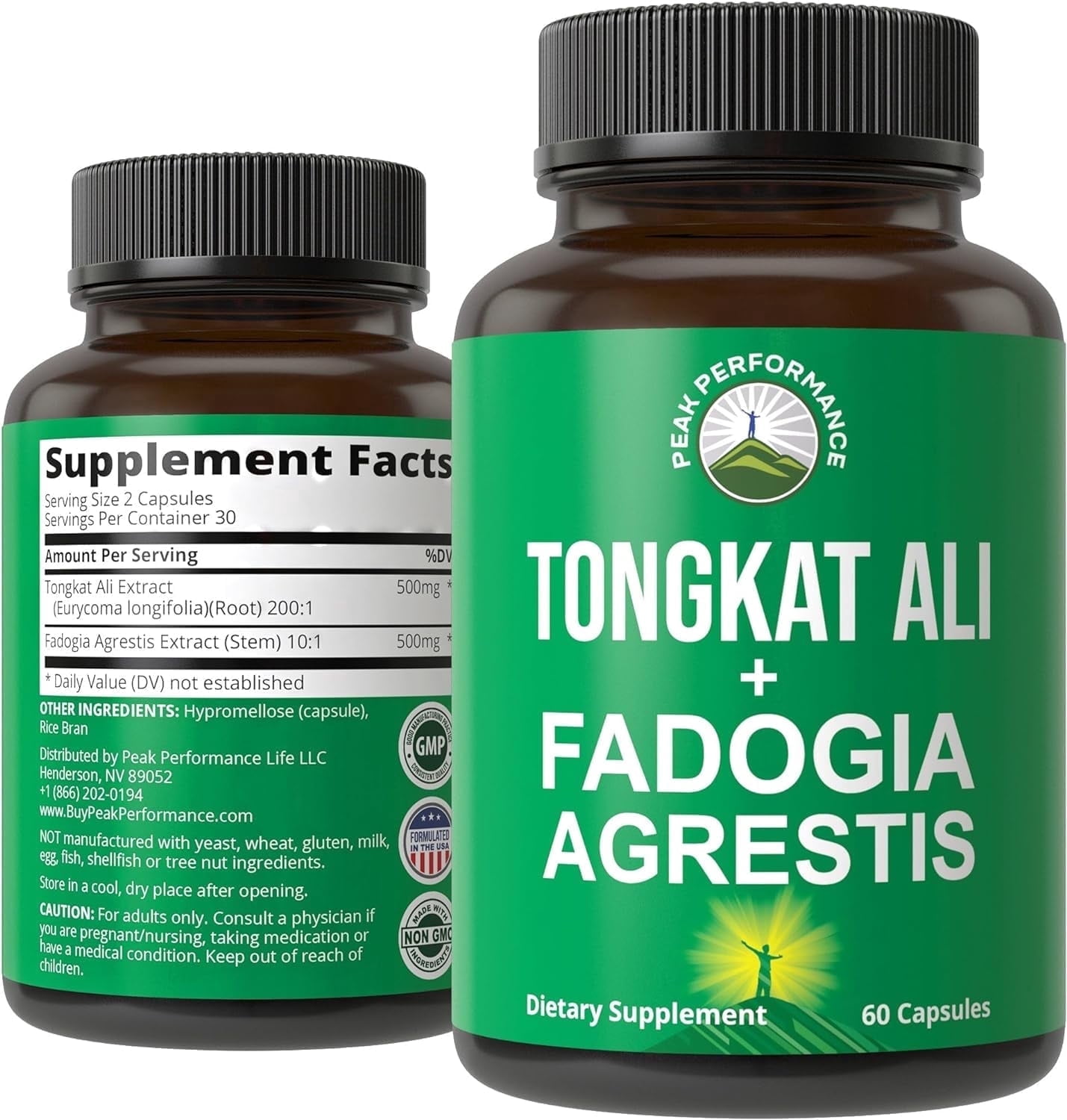 Peak Performance Tongkat Ali Fadogia Agrestis 60ct Vegan Gluten-Free ...