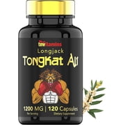 TNVitamins Tongkat Ali for Men 1200 Mg Longjack Root Extract Herbal Energy Supplement Sports Nutrition Dietary Capsules Athletic Performance, 120 Count