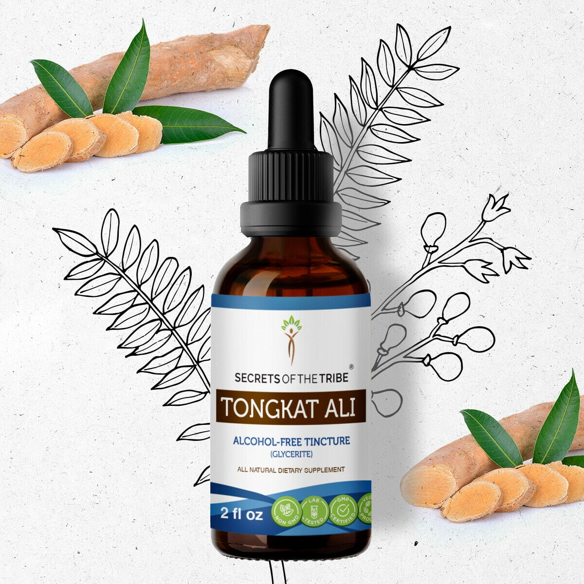 Tongkat Ali Tincture AlcoholFREE Extract, Wildcrafted Tongkat Ali