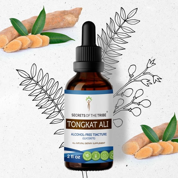 Secrets Of The Tribe Tongkat Ali Tincture Dietary Supplement, Natural Herbal Extract for Energy and Vitality Support, Tongkat Ali (Eurycoma longifolia) Dried Root, Alcohol-Free Extract, Drops 2 oz