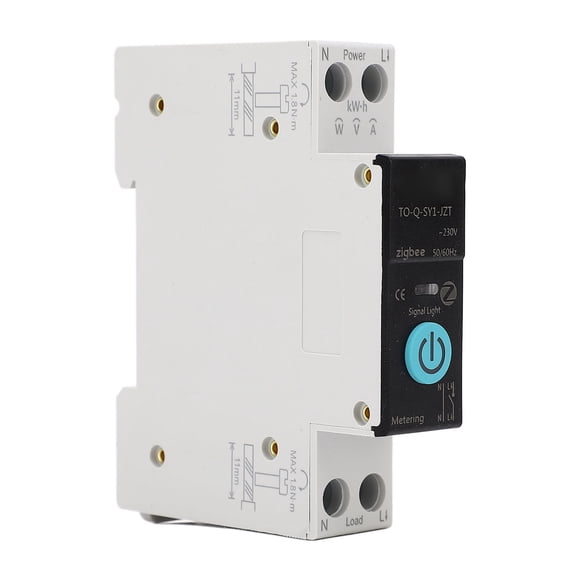 Tongou 63A Wireless Remote Control Smart Circuit Breaker Zigbee Switch Module for Household Appliances 90-240V, DIN Rail Mount, Dimensions 3.54 x 2.76 x 0.79 inches / 9 x 7 x 2 cm