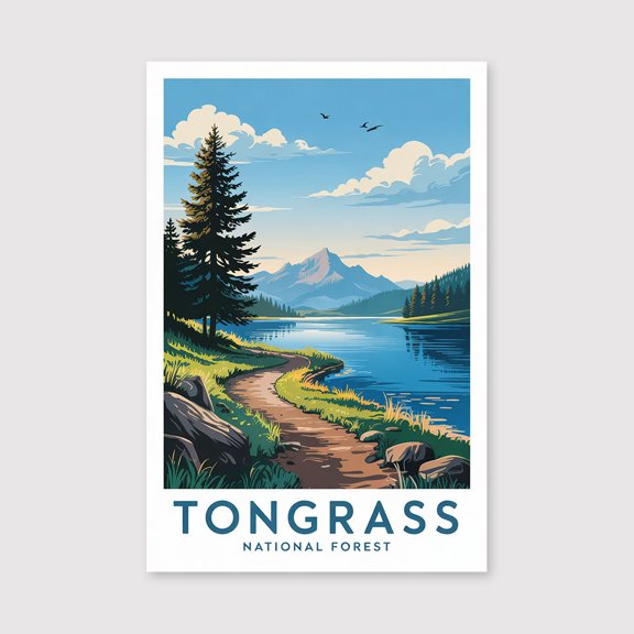 Tongrass National Forest Travel Print Canvas Wall Art, Tongrass Wall Hanging Home decor Tongrass Canvas Art, Alaska Art Canvas Tongrass-1WN96