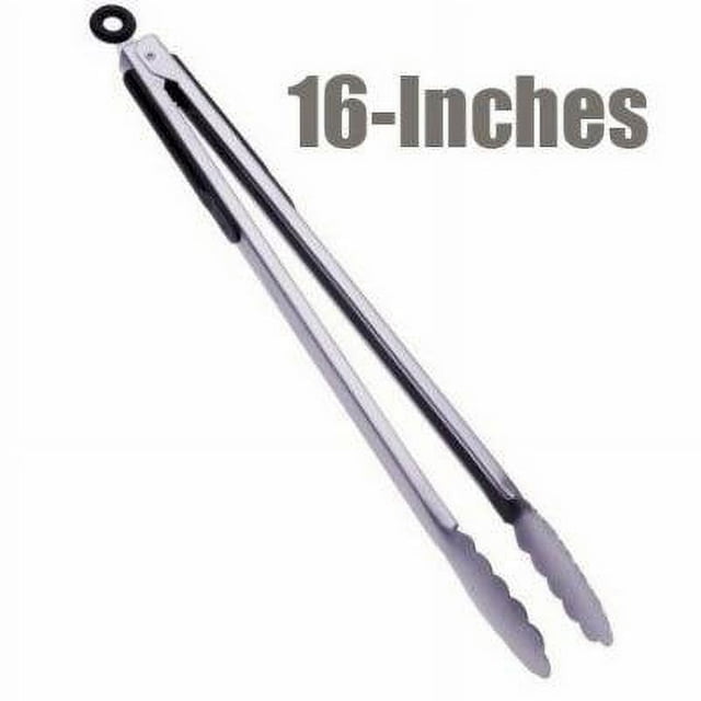 Tongs 16" Inches Stainless Steel long Grill Grilling Heavy BBQ Kitchen