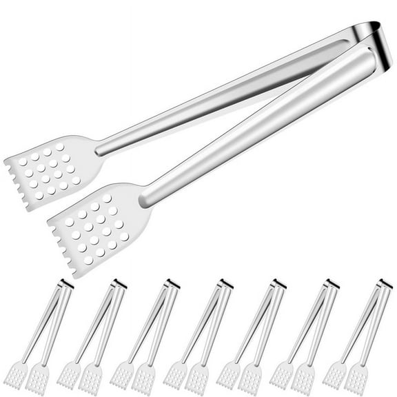 Tongs Serving Buffet Tongs, 8Pcs 7 Inch Salad Tongs Server, 304 Stainless Steel Cooking BBQ Tongs Bread C