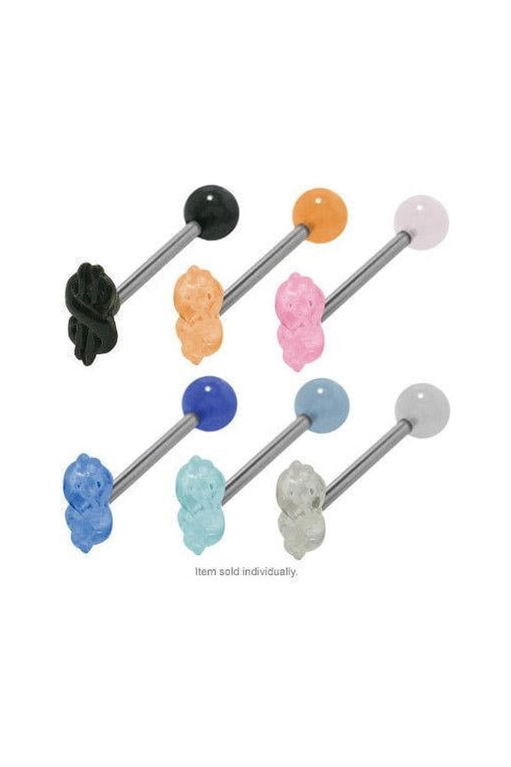 Tongue Barbell Ring Acrylic Dollar Sign