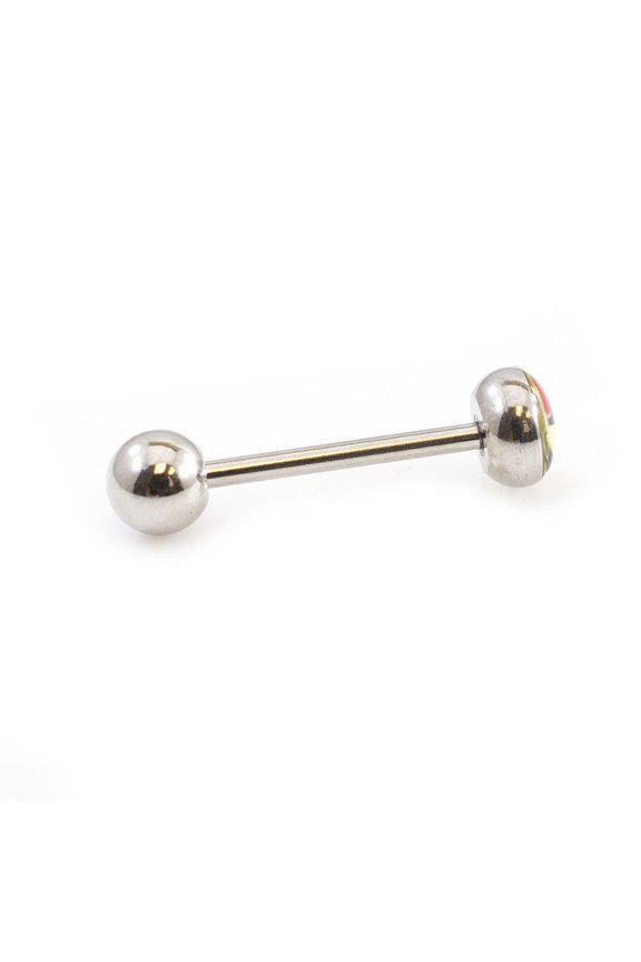 Tongue Barbell with Big Cherries Design design 14g