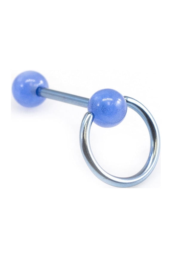 Tongue Barbell with Knock Door Design 14G Anodized Titanium Glow in the Dark Bal