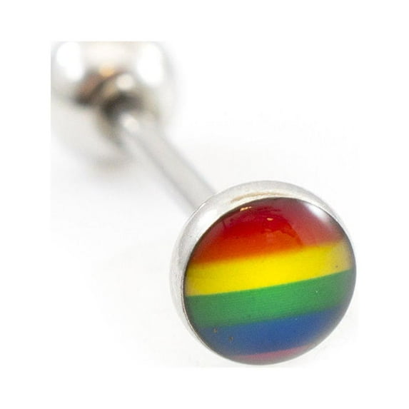 Tongue Barbell with LGBT flag design 14g