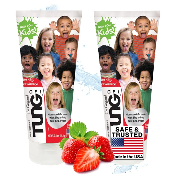 Tongue Cleaner Gel for Kids, Kids Tongue Cleaner Paste, Children's Tongue Scraper, Childs Tongue Scrubber, Fight Bad Breath, Made in USA (Set of 2)