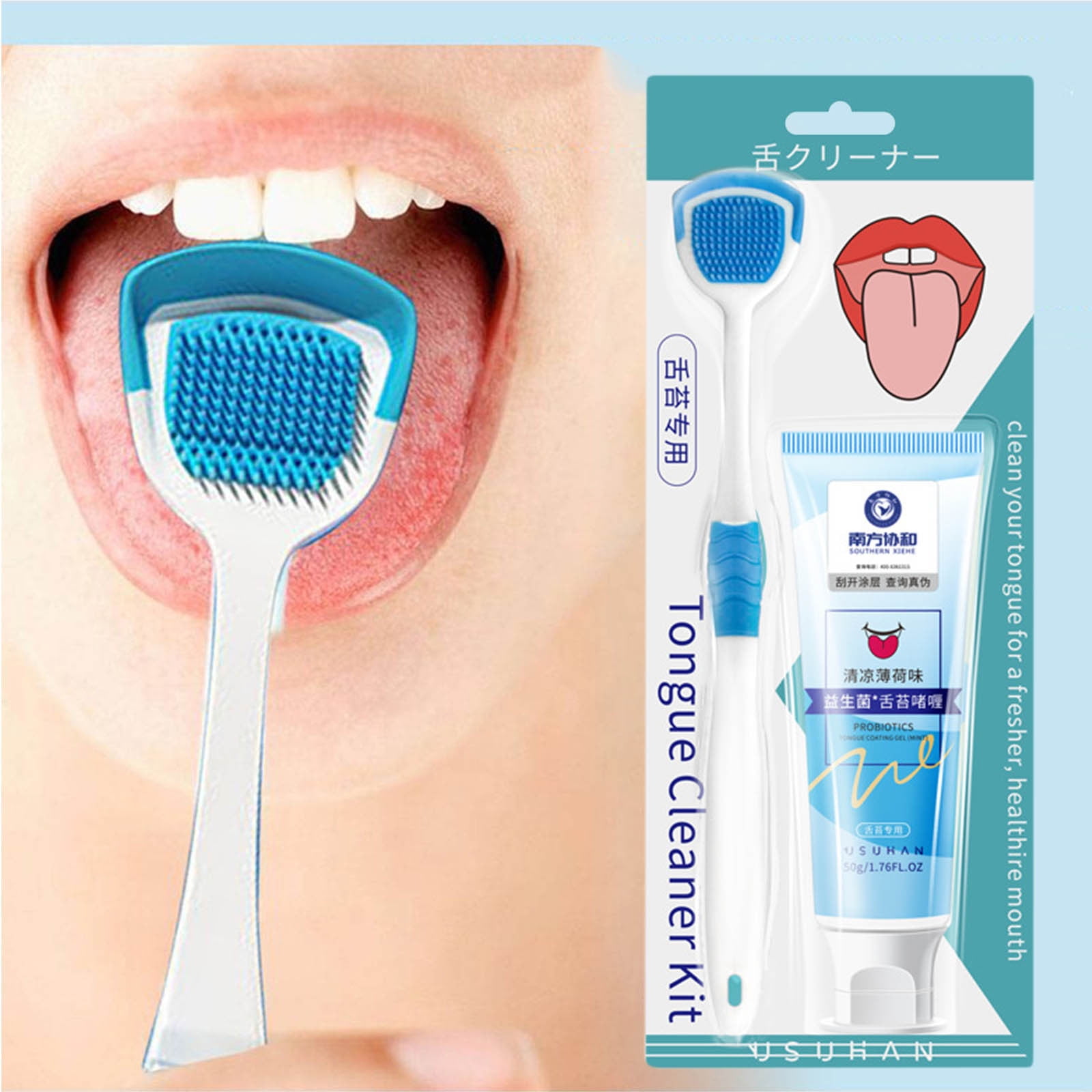 Tongue Cleaner for Adults, Tongue Cleaning Gel Tongue Brush, Easy To