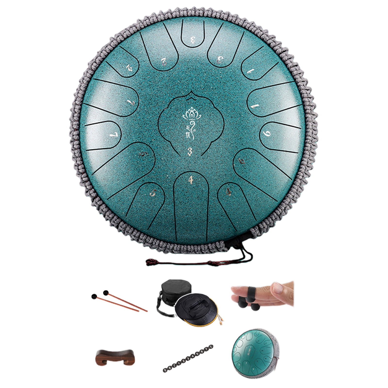 Tongue Drum 13 Inches 15 Notes, Hand Pan Drums for Adults 440hz, C Leading Steelpan Musical Instrument with Song Book, Mallets and Carry Bag