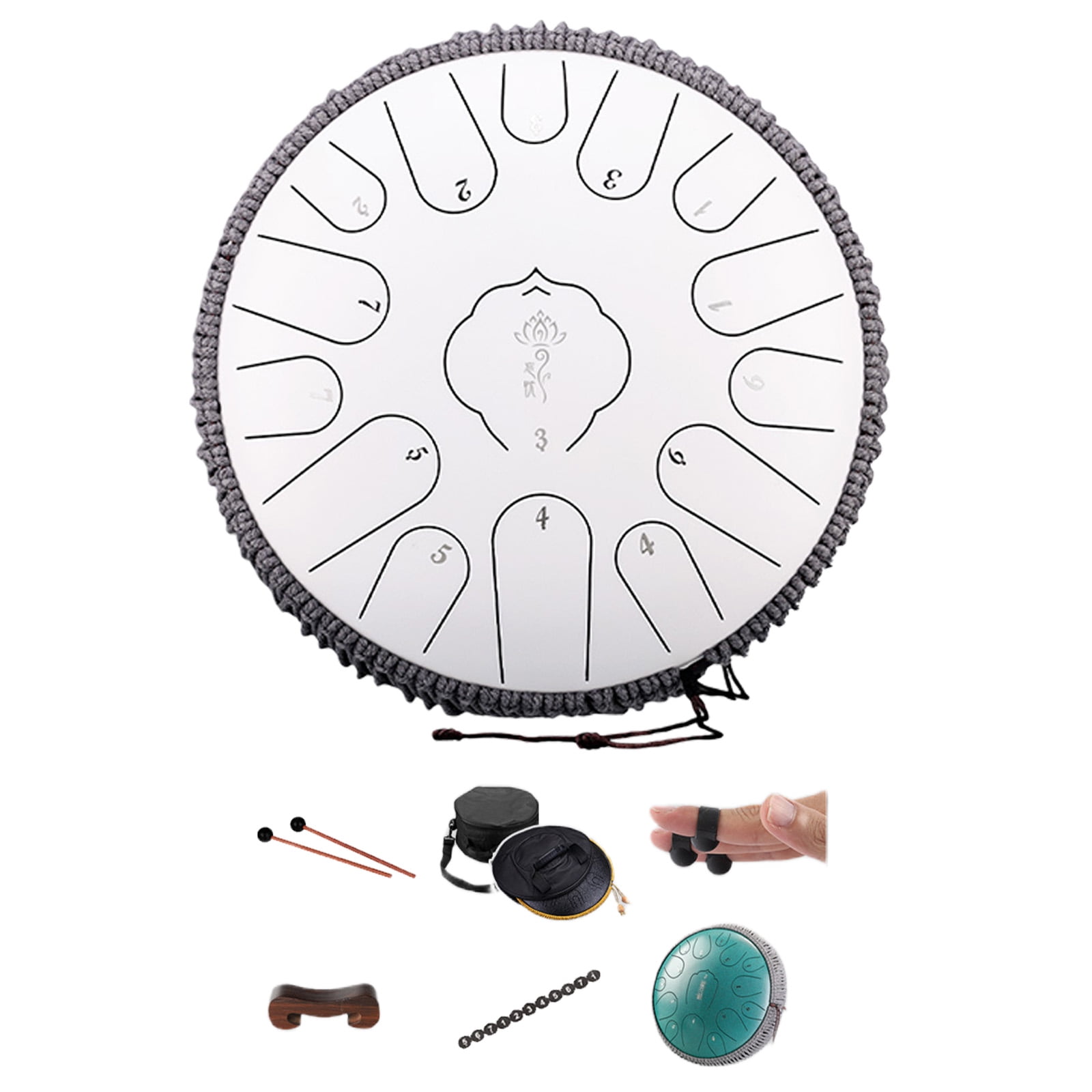 Tongue Drum 13 Inches 15 Notes, Hand Pan Drums for Adults 440hz, C Leading Steelpan Musical Instrument with Song Book, Mallets and Carry Bag