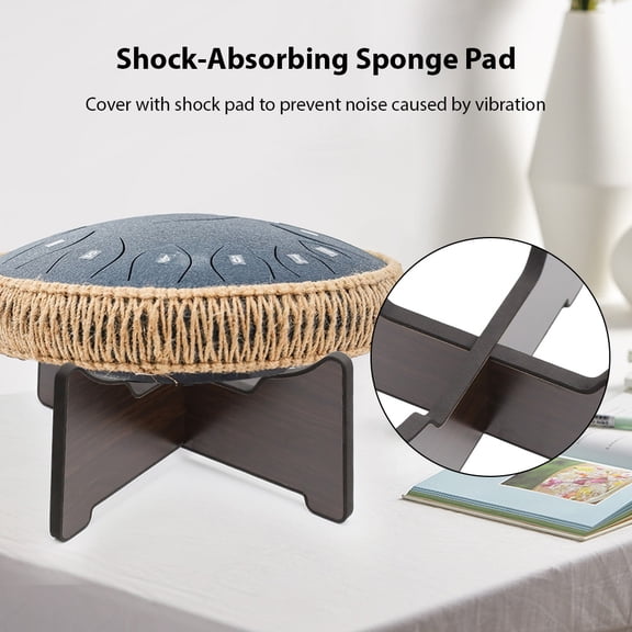 Tongue Drum Display Rack Wooden Steel Tongue Drum Stand Holder with Cushion Pad Durable Storage Rack for Percussion Instrument Display Suitable for All Skill Levels