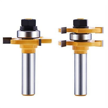 Tongue and Groove Router Bit Set (2 PCS) with 1/4 Inch Shank T Shape, Wood Milling Saw Cutter by LU&MN (Woodworking Tools for Home Improvement and DIY)
