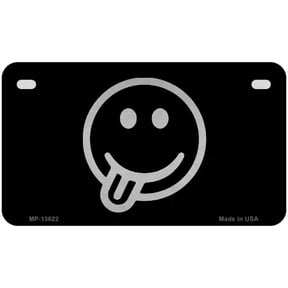 Tongue Out Black Novelty Metal License Plate Tag 7" x 4" Motorcycle (MP)