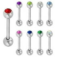 thumbnail image 1 of Luxe Modz 14G Tongue Ring Barbell With Jewel Surgical Steel Multiple Sizes And Colors Piercing Jewelry Men Women, 1 of 4