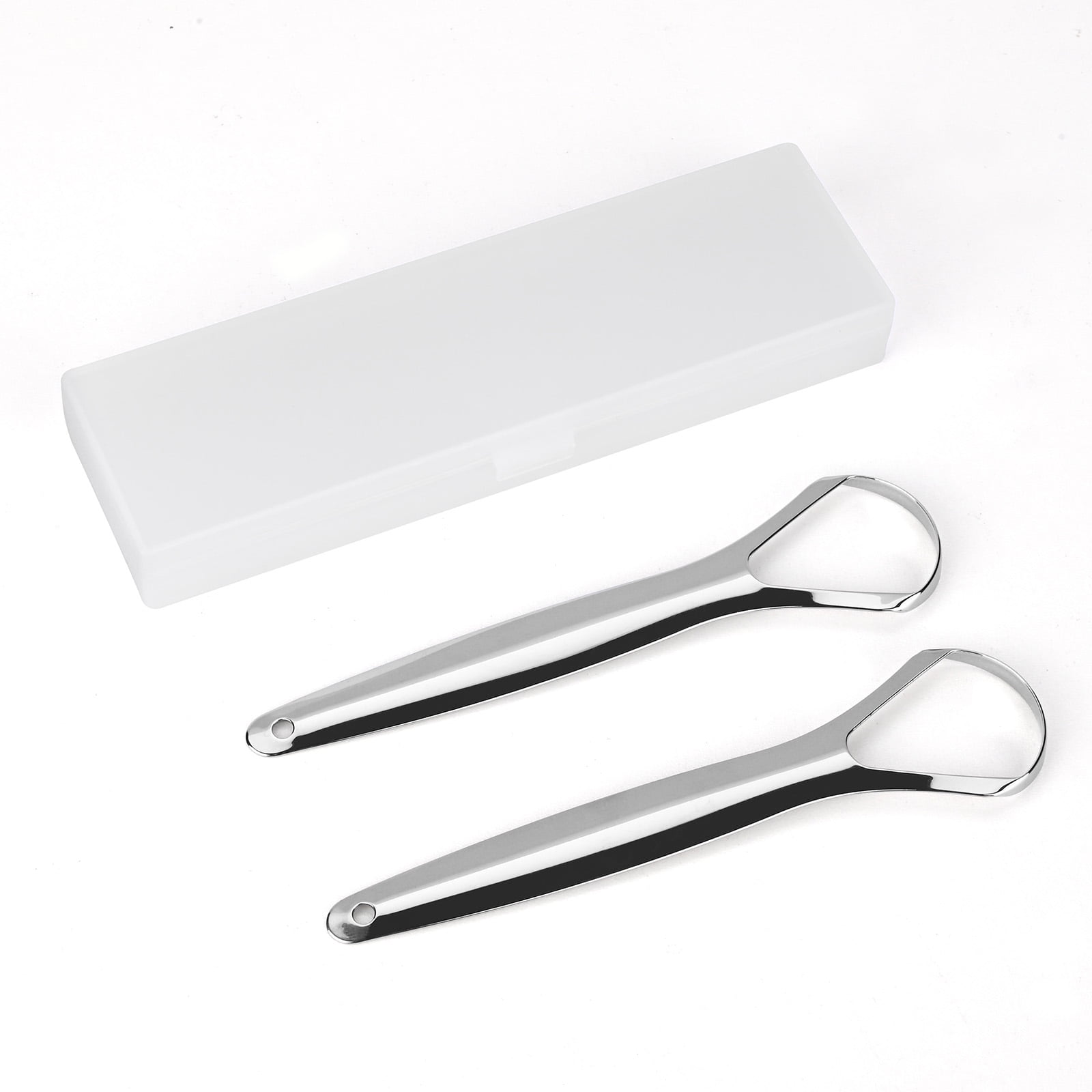 Tongue Scraper (2 Pack), Stainless Steel Tongue Cleaners, Reduce Bad Breath (Travel Cases Included), 100% Metal Tongue Scrapers for Adults and Kids Fresher Breath