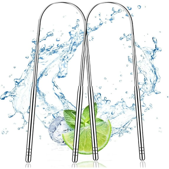 Tongue Scraper, 2 Pack Toungescraper U-Shaped Design, Stainless Steel Tongue Cleaner for Oral Health & Hygiene, Tongue Scrapers for Adults, Kids