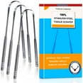 thumbnail image 1 of Tongue Scraper, 3 Pack 100% (Medical Grade) Professional Stainless Steel Tounge Scrappers Great for Banishes Bad Breath and Maintains Oral Care, Tongue Cleaner for Adults and Kids, 1 of 8