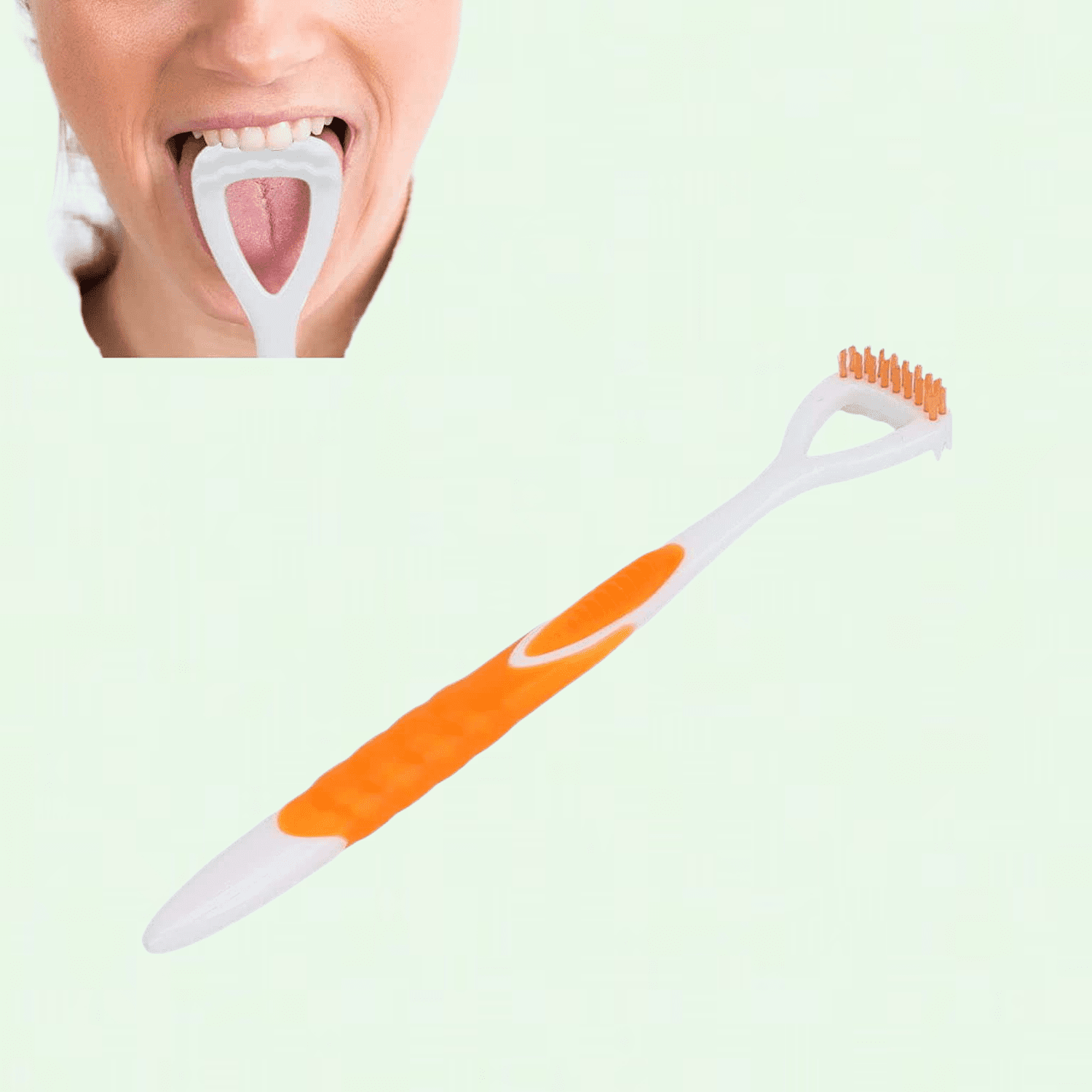 Tongue Scraper Cleaner, Oral Health Cleaning Tool with Long Handle, Flexible and Safe, Includes Travel Case (Green)