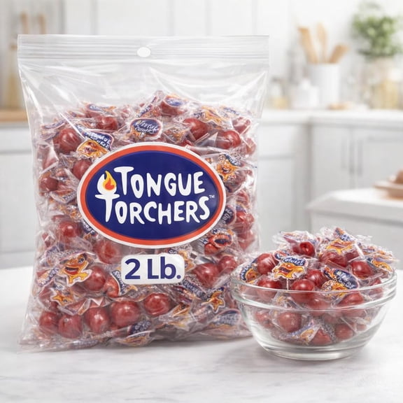 Tongue Torchers Fiery Cinnamon Hard Candy Over 2 LB, approx. 200 Individually Wrapped Spicy Red Pieces 633200