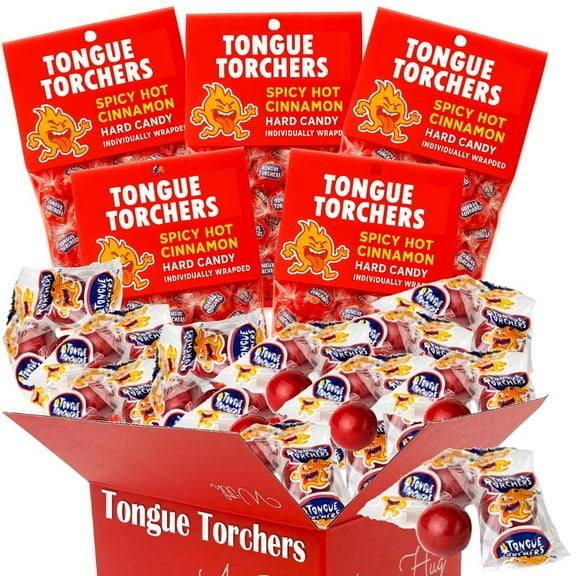 Tongue Torchers Spicy Cinnamon Fireballs Hard Candy 5 Bag Pack | Fiery Red Hot Individually Wrapped Sweets | Bulk Old Fashioned Heat Treats
