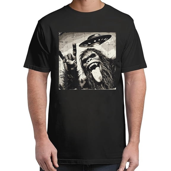 Tongue Ufo Selfie Sasquatch Rock Men T-Shirt Bold Look, Daily Wear S-4XL