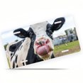 thumbnail image 1 of Tongue out Cow Funny Personalized License Plate Rust-proof Stainless Steel Metal License Plate Suitable For Men And Women 12.2" x 6.2", 1 of 7