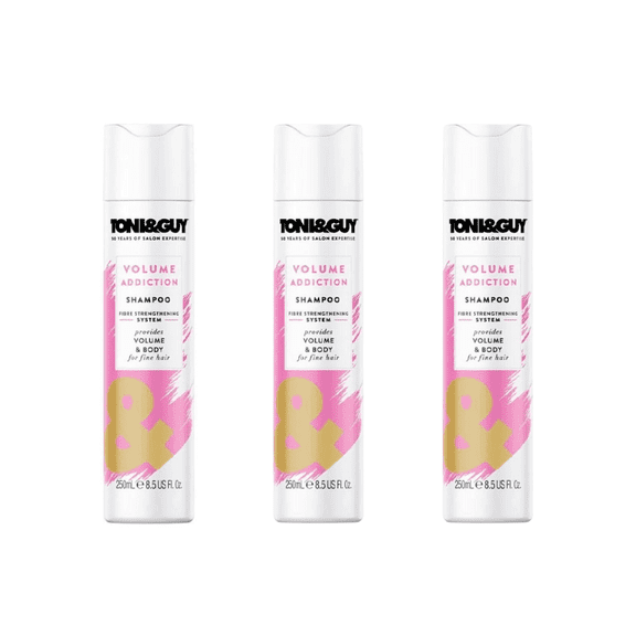 Toni & Guy Volume Addiction Shampoo Volumizing Shampoo for Fine Hair 250 ml 3 Pack