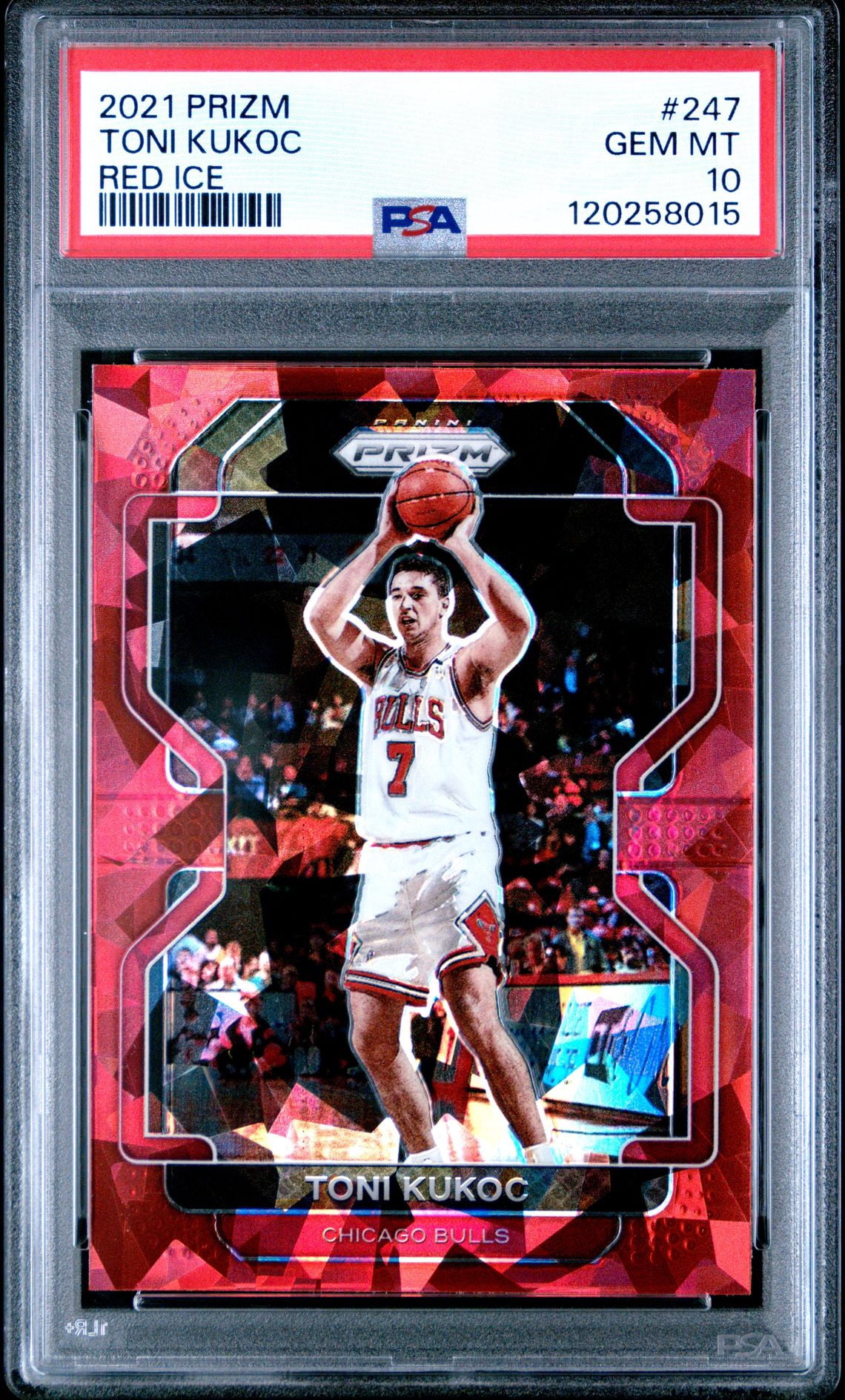 Toni Kukoc 2021 Panini Prizm Red Ice Basketball Card #247 Graded PSA 10 Cert # 120258015