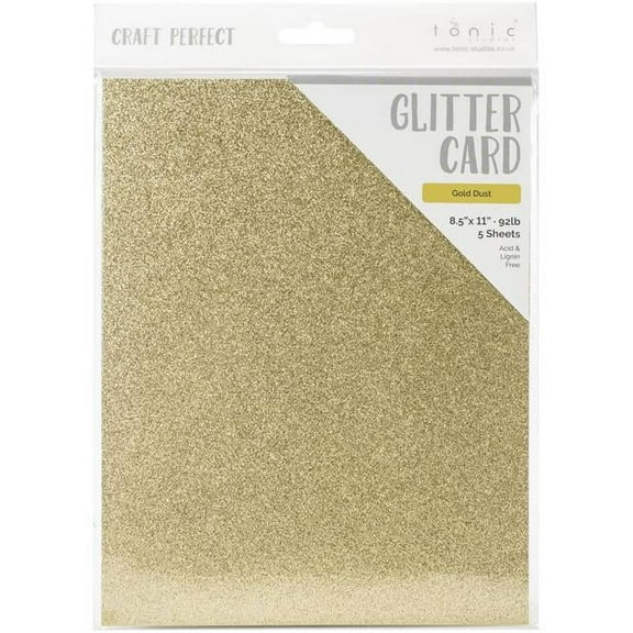 Tonic Studios GLTTRCRD-9960E 8.5 x 11 in. Craft Perfect Glitter Cardstock-Gold Dust - Pack of 5