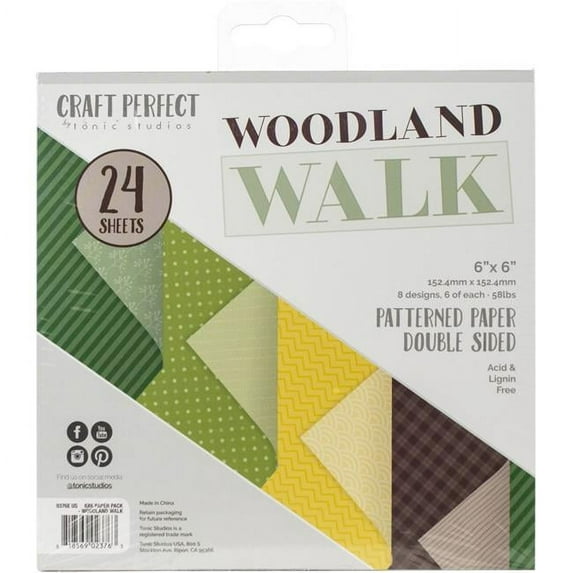 Tonic Studios LUXEMB6-9376 6 x 6 in. Luxury Embossed Cardstock - Woodland Walk