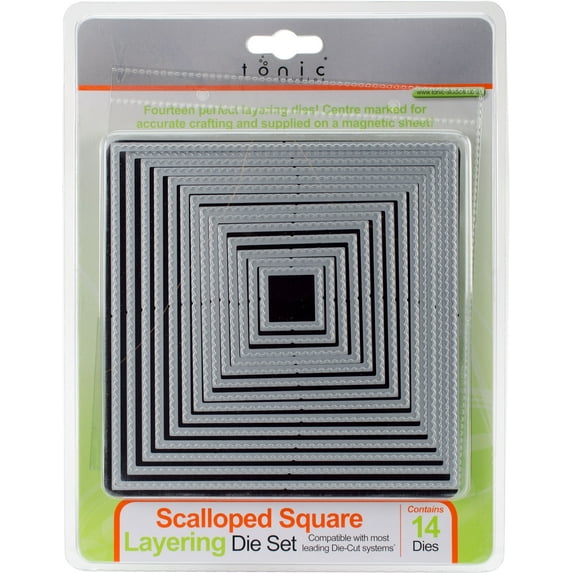 Tonic Studios Layering Die Set-Nesting Scalloped Square 1" To 5.71"