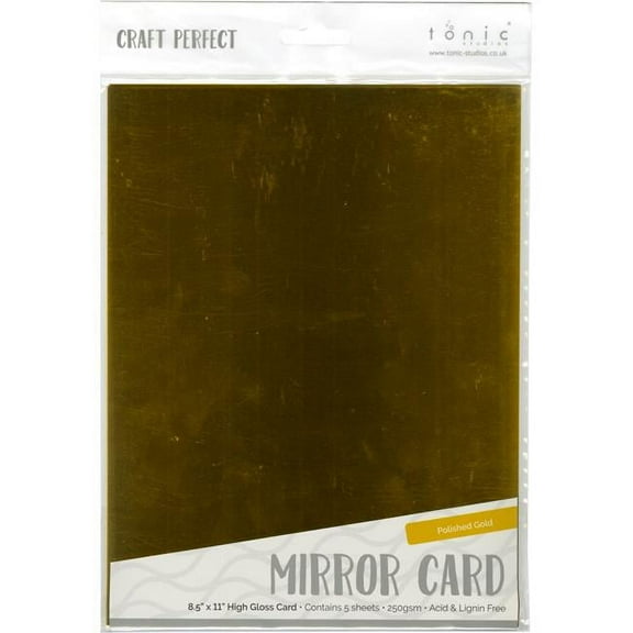 Tonic Studios Mirror Glossy Cardstock 8.5"X11" 5/Pkg-Polished Gold