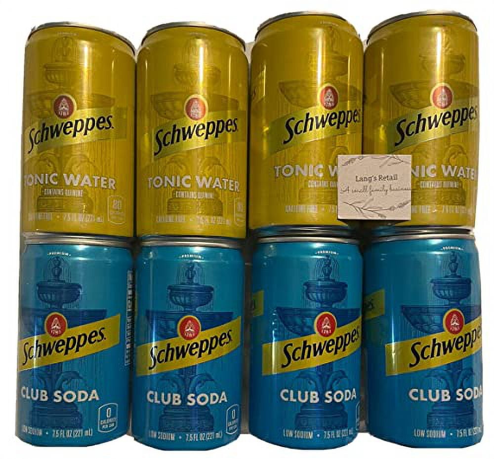 Tonic Water And Club Soda Mini Cans, Pack Of 8, Bundled With Lang's