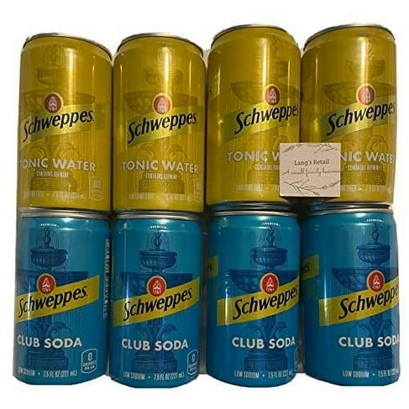 Tonic Water And  Club Soda Mini Cans, Pack Of 8, Bundled With Lang's Recipe Card,  Drinks, Club Soda, Tonic Water,  Mini Cans,  Tonic Water W Quinine, Sch