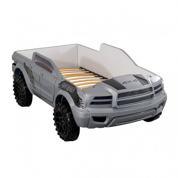 Tonie Truck Twin Bed, Interactive Lights and Sound Effects, Gray ABS