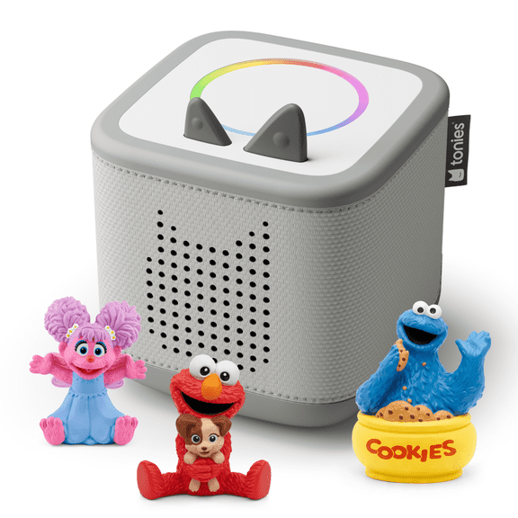 Toniebox 2 Sesame Street Tonie Bundle for Kids 3+ with Elmo and Tango, Cookie Monster, Abby Cadabby-Gray