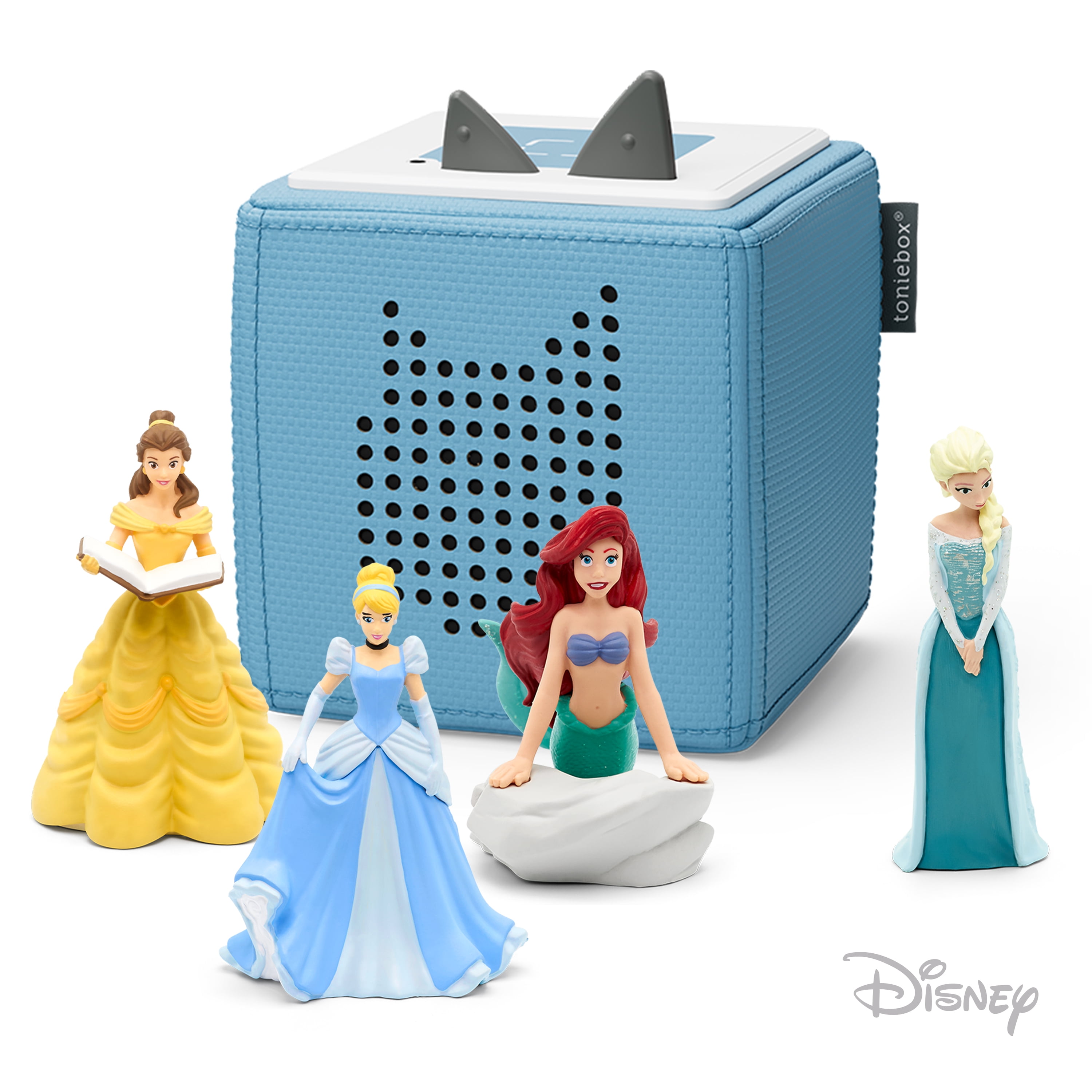 Tonies Disney Princess Toniebox Audio Player Bundle with Elsa, Ariel,  Cinderella, & Belle, for Kids 3+, Light Blue